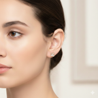 Modern Art Deco Pearl & Crystal Studs | 925 Silver Earring For women
