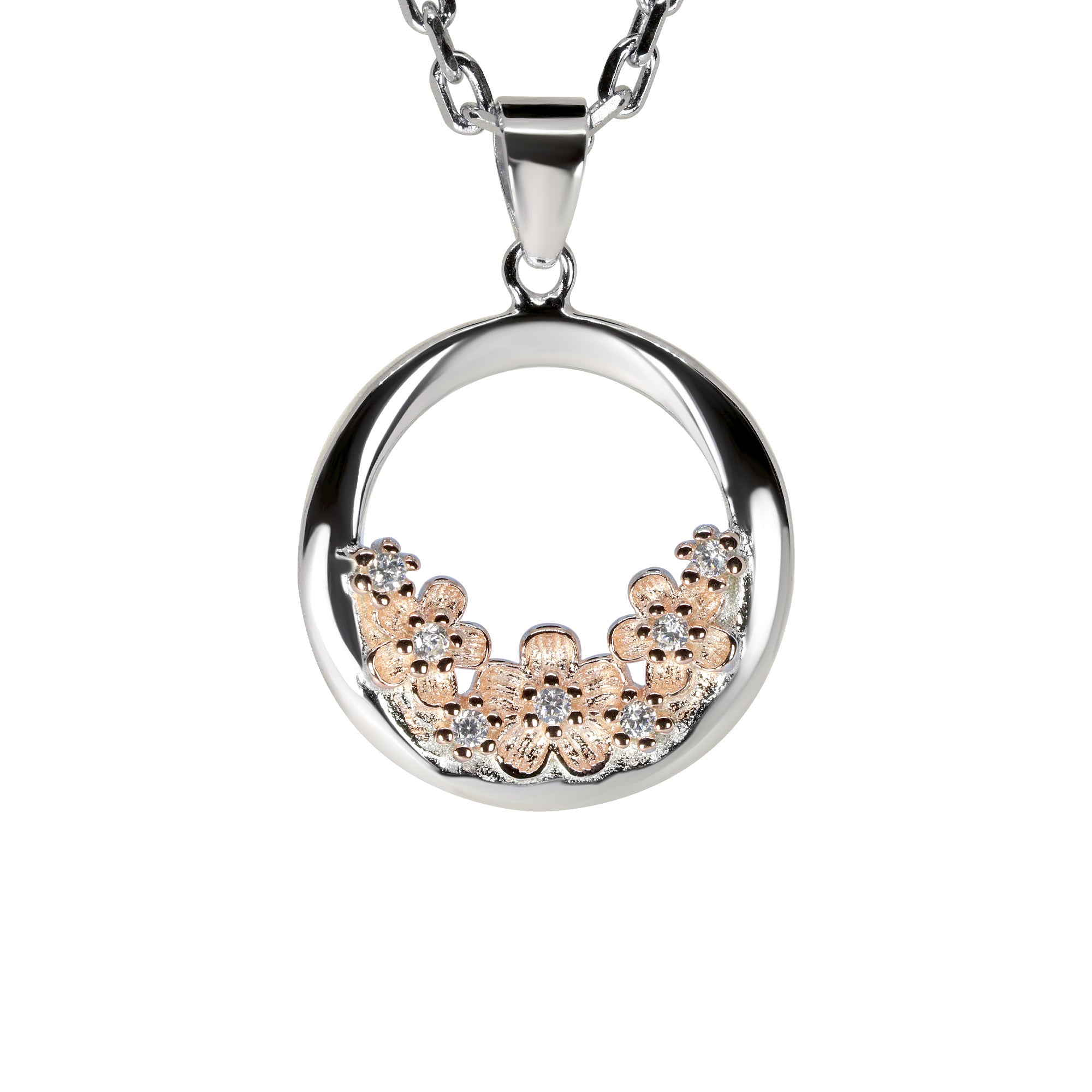 The 'Sweetest Bloom' Two-Tone Floral Silver Necklace | 925 Silver Pendant