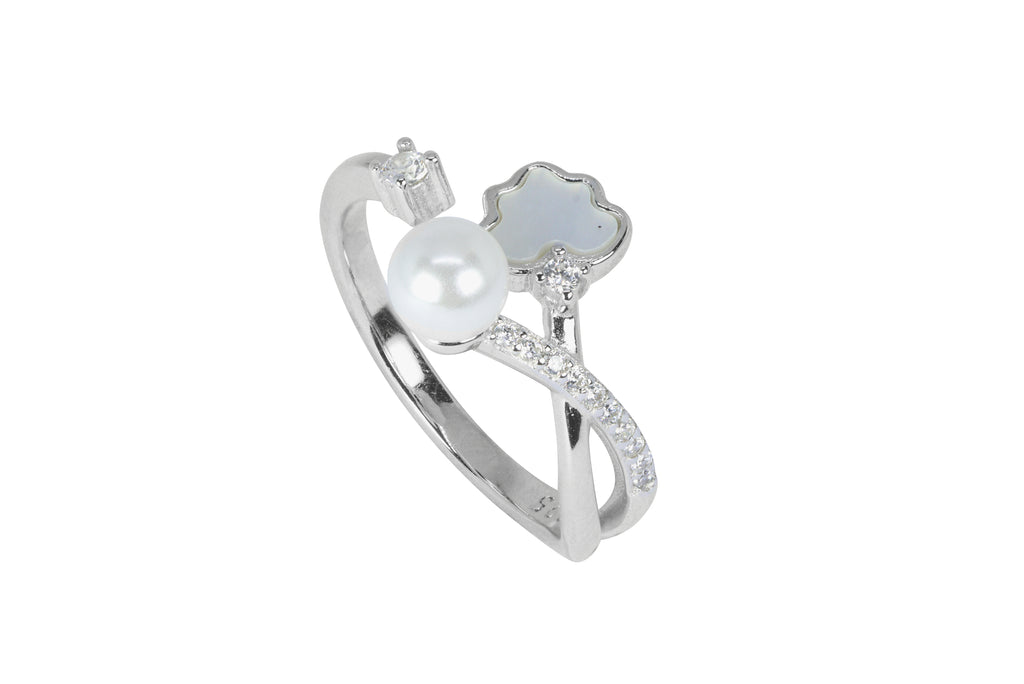 Dainty 925 Sterling Silver Pearl Ring