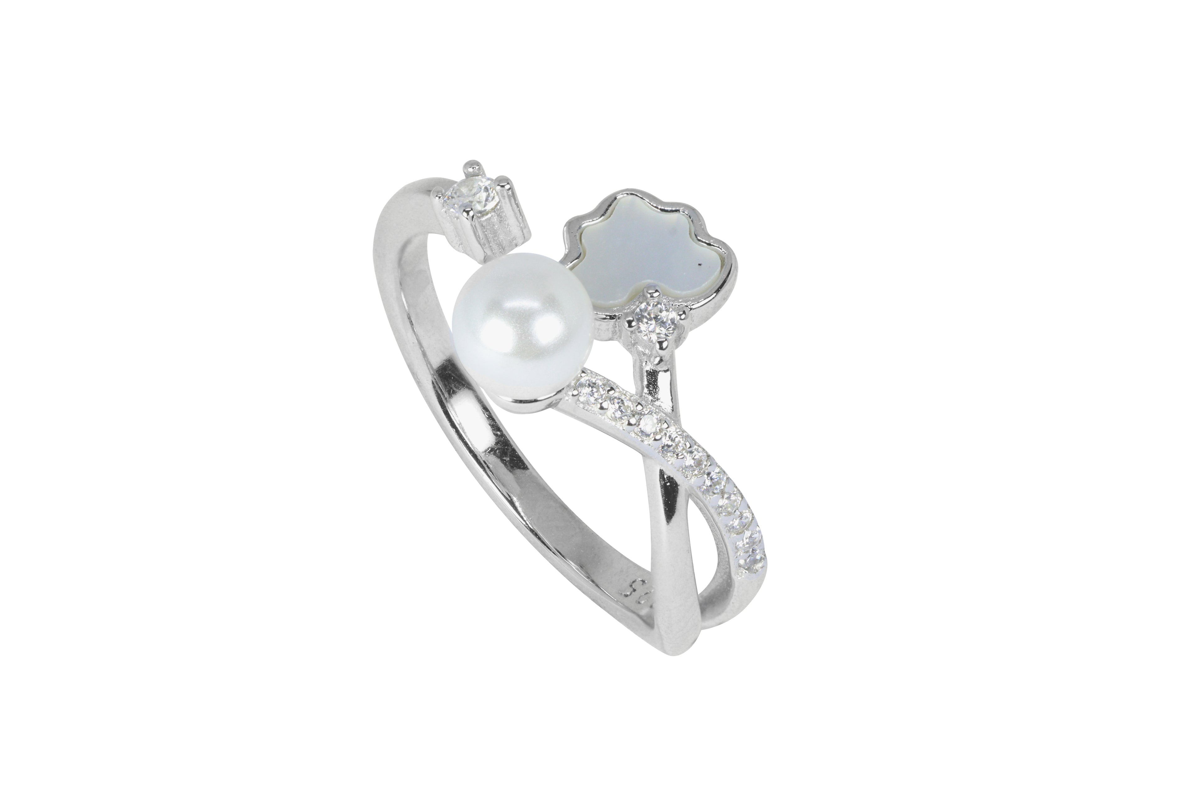 Dainty 925 Sterling Silver Pearl Ring