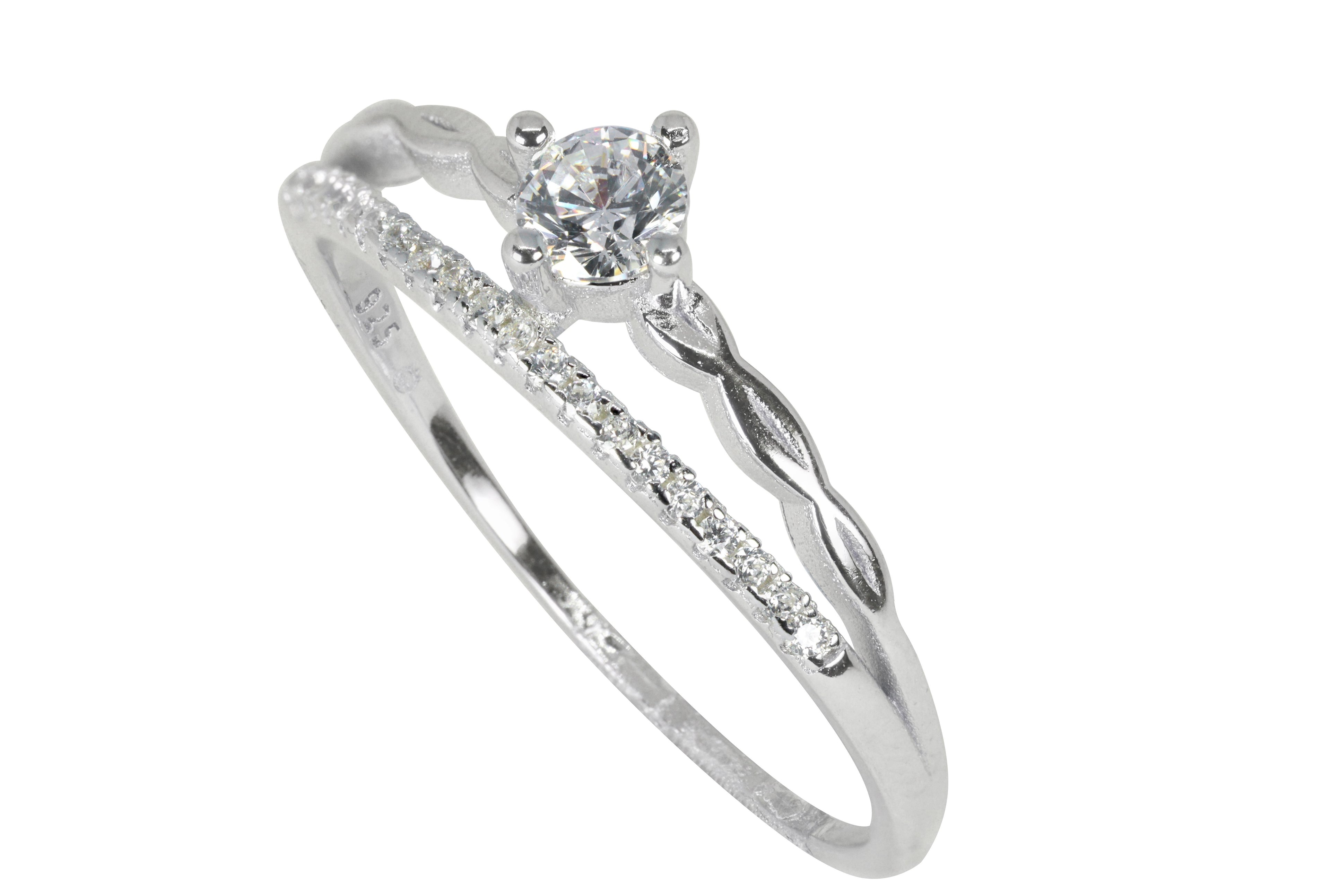 925 Sterling Silver Crown Engagement Ring
