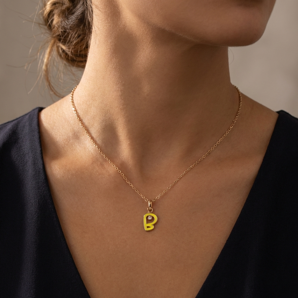 Bumblebee Bliss Initial Silver Pendant | Silver Initial B Pendant