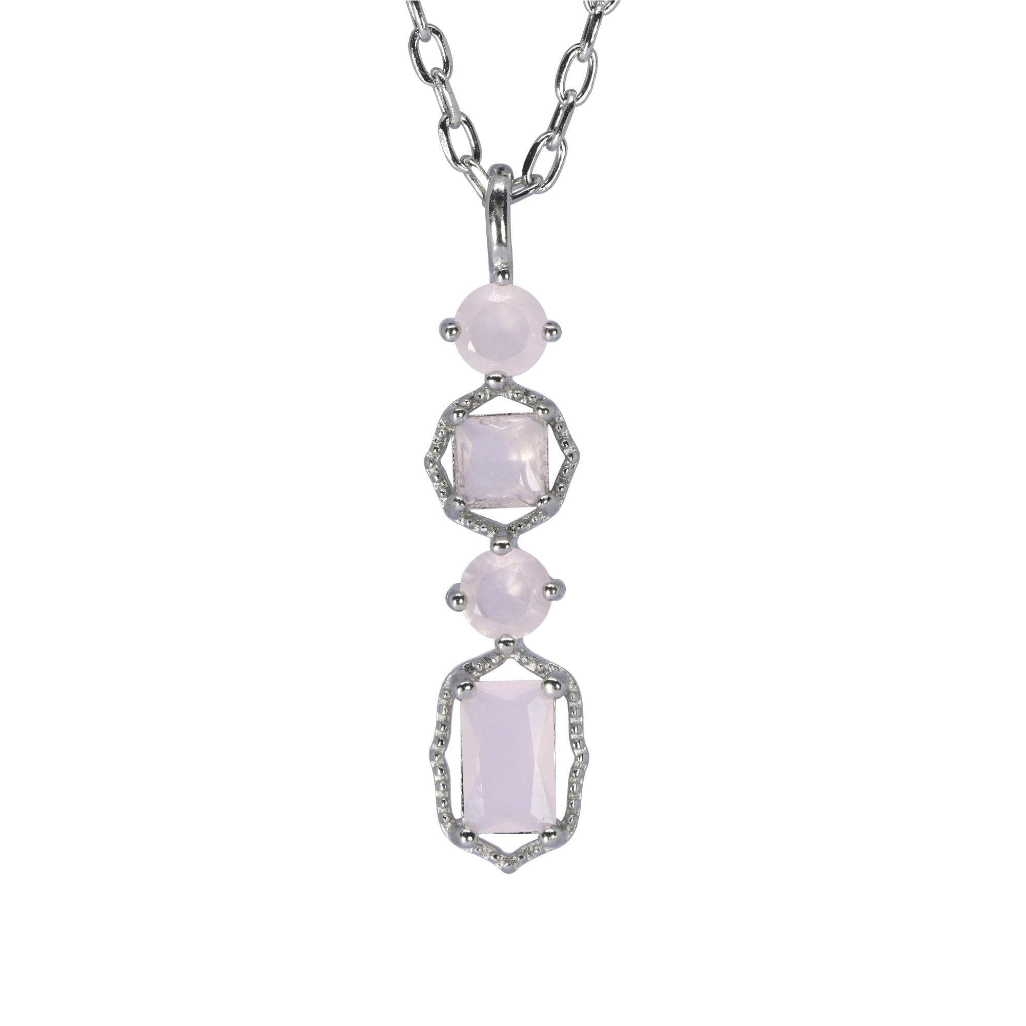 Blush & Sparkle Rose Silver Necklace | Silver Pendant for Women