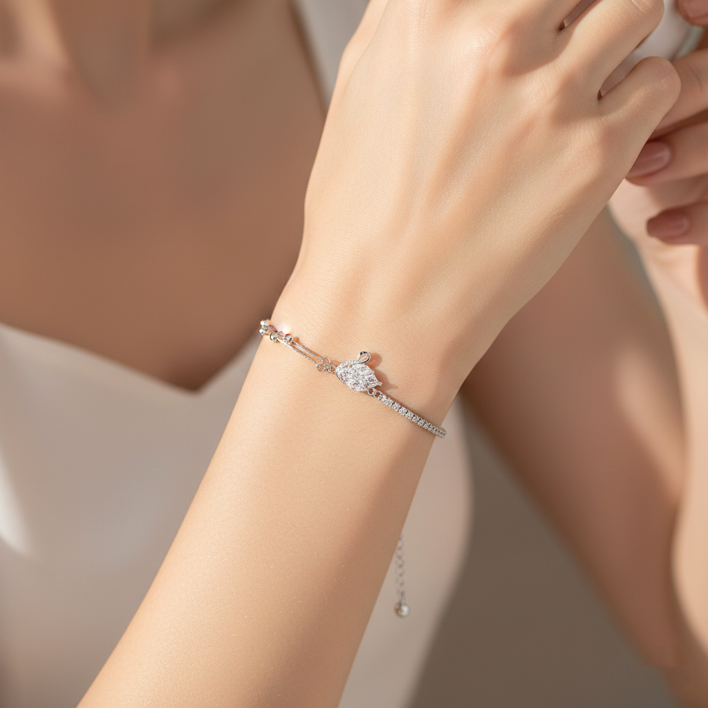 Sweet Glide Swan Silver Bracelet | Jewellery for women