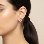 Twinkling Curve Silver Baguette Studs | Silver Earring For women | Silver Jewellery For Women