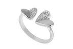 Dainty Two-Tone Heart Silver Ring