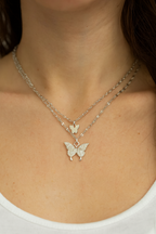 Fluttering Layers Butterfly Silver Necklace | Silver Butterfly Pendant